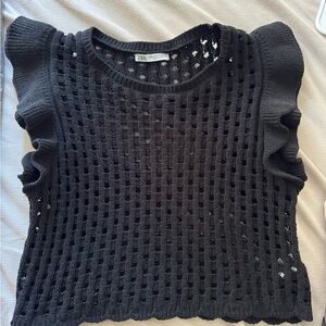 Zara Black Lace Knit Top